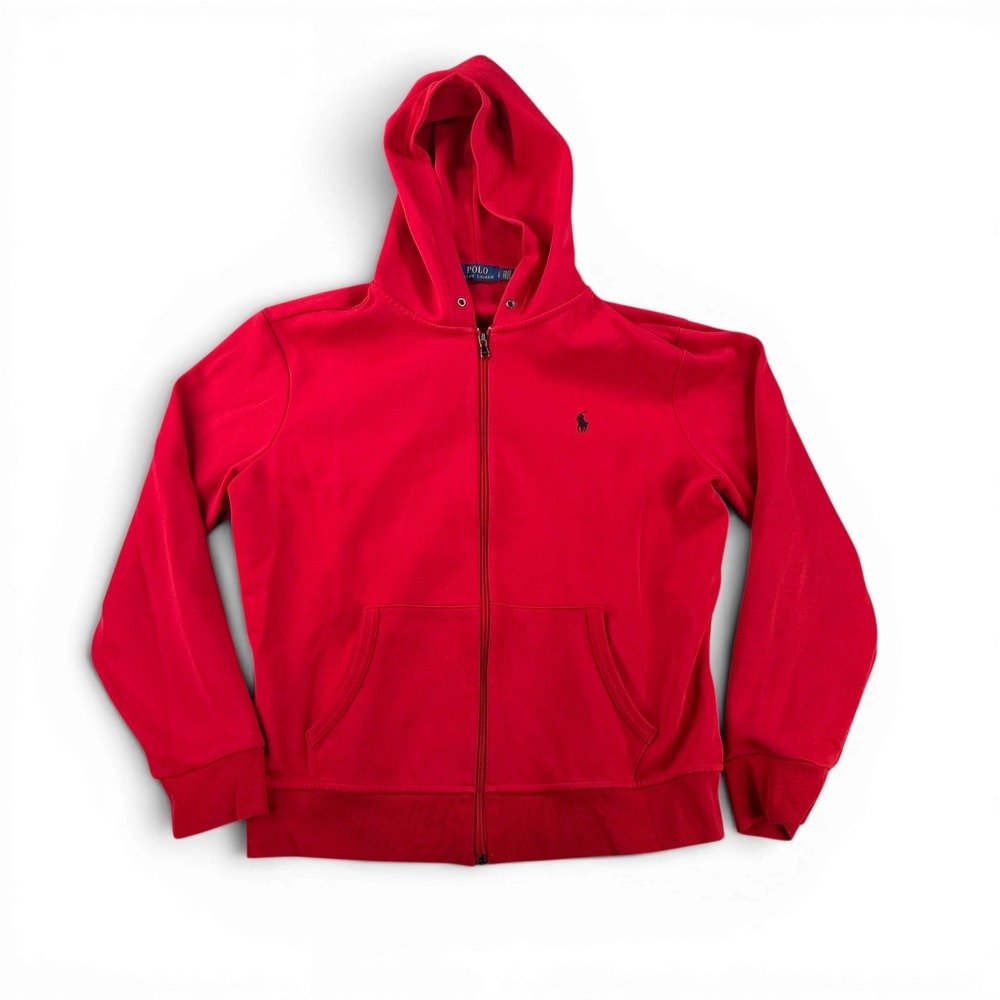 Polo Ralph Lauren Full Zip Hoodie Mens Large Red Embroidered Pony Logo - Picture 2 of 8